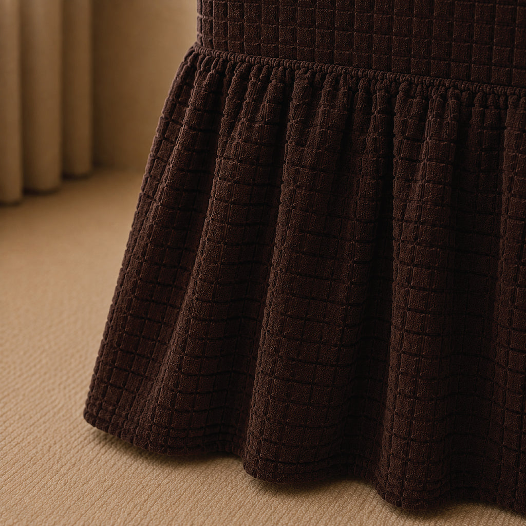 Bubble Turkish Frilled Chair Cover Sets - Brown