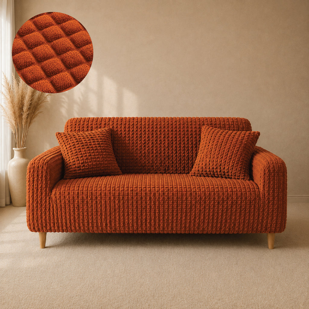 Bubble Turkish Fitted Sofa Cover Set - Copper