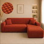 Bubble Turkish L Shape Fitted Sofa Cover Set - Copper