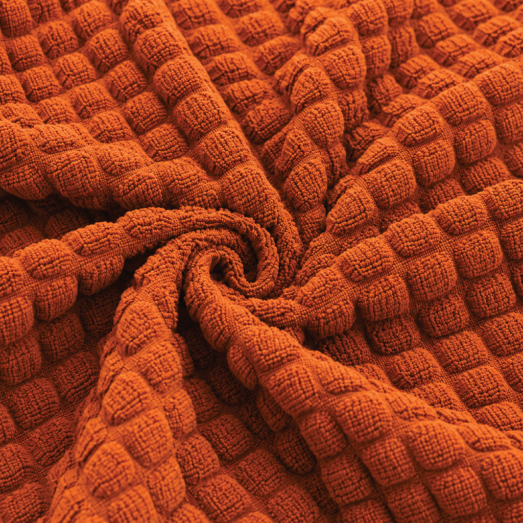Bubble Turkish L Shape Fitted Sofa Cover Set - Copper