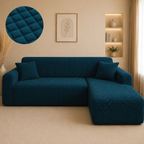 Bubble Turkish L Shape Fitted Sofa Cover Set - Zink