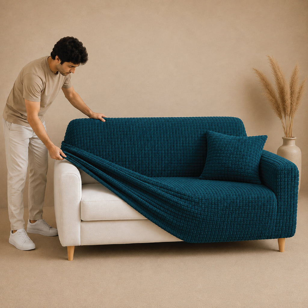 Bubble Turkish Fitted Sofa Cover Set - Zink
