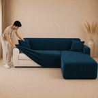 Bubble Turkish L Shape Fitted Sofa Cover Set - Zink
