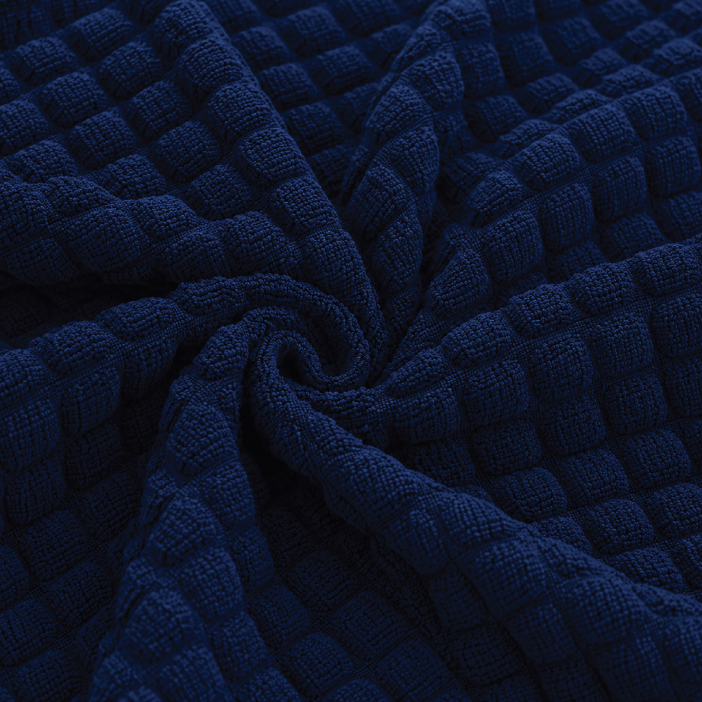 Bubble Turkish L Shape Fitted Sofa Cover Set - Blue