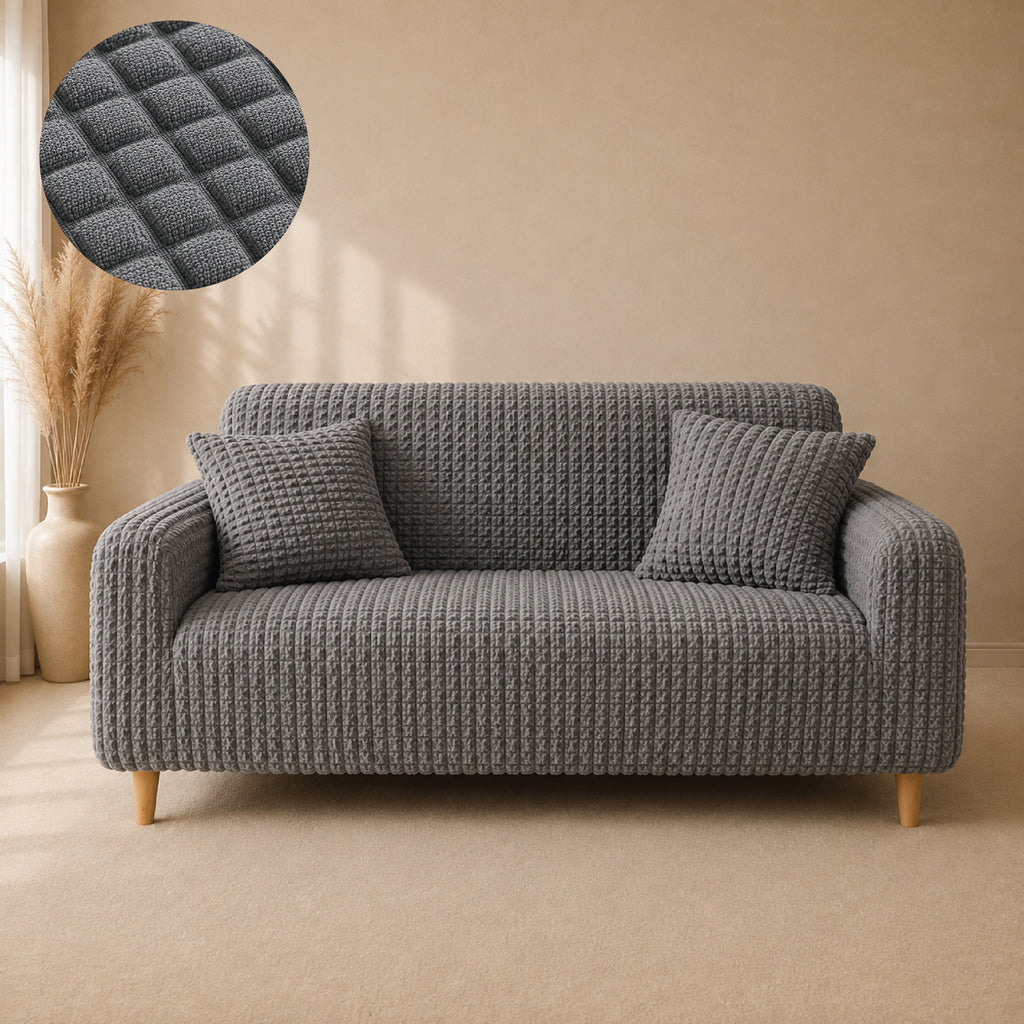 Bubble Turkish Fitted Sofa Cover Set - Grey
