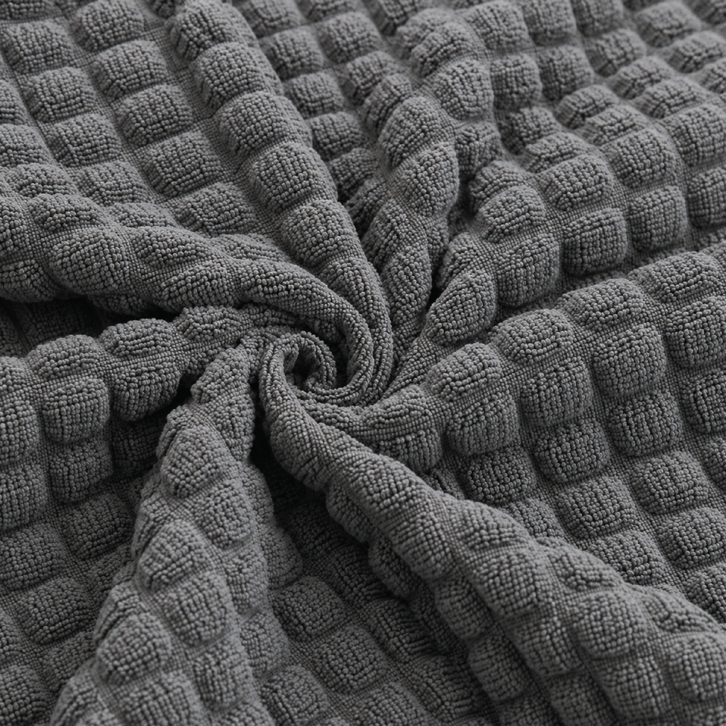 Bubble Turkish L Shape Fitted Sofa Cover Set - Grey