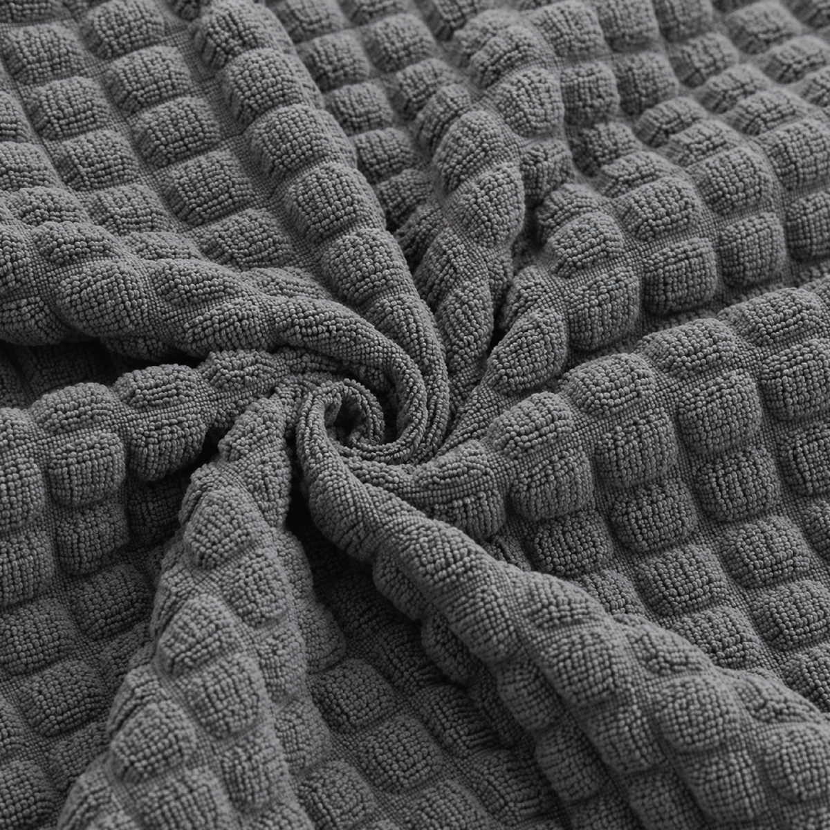 Bubble Turkish L Shape Fitted Sofa Cover Set - Grey