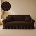 Bubble Turkish Frilled Sofa Cover Set - Brown