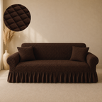 Bubble Turkish Frilled Sofa Cover Set - Brown