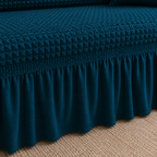 Bubble Turkish L Shape Frilled Sofa Cover Set - Zink