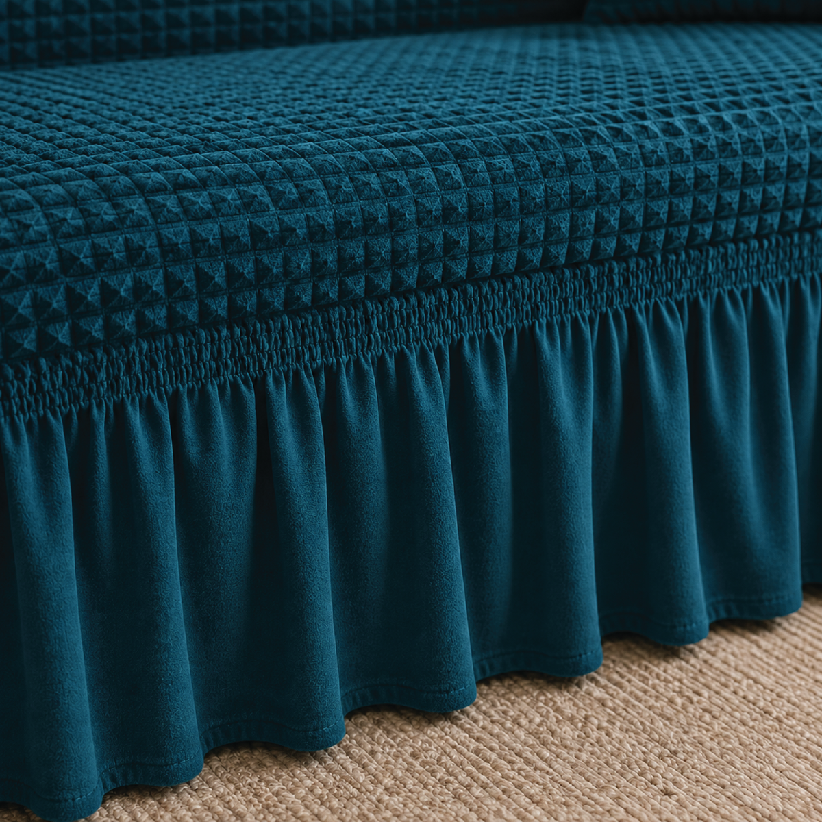 Bubble Turkish Frilled Sofa Cover Set - Zink