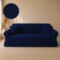 Bubble Turkish Frilled Sofa Cover Set - Blue