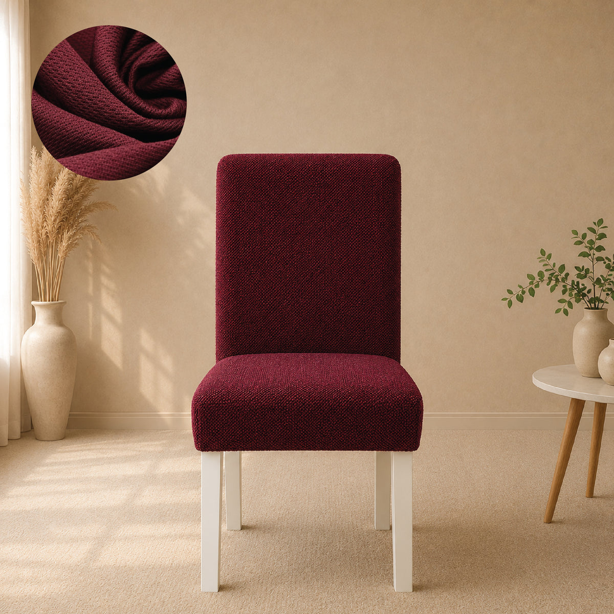 Mesh Turkish Fitted Chair Cover Sets - Maroon
