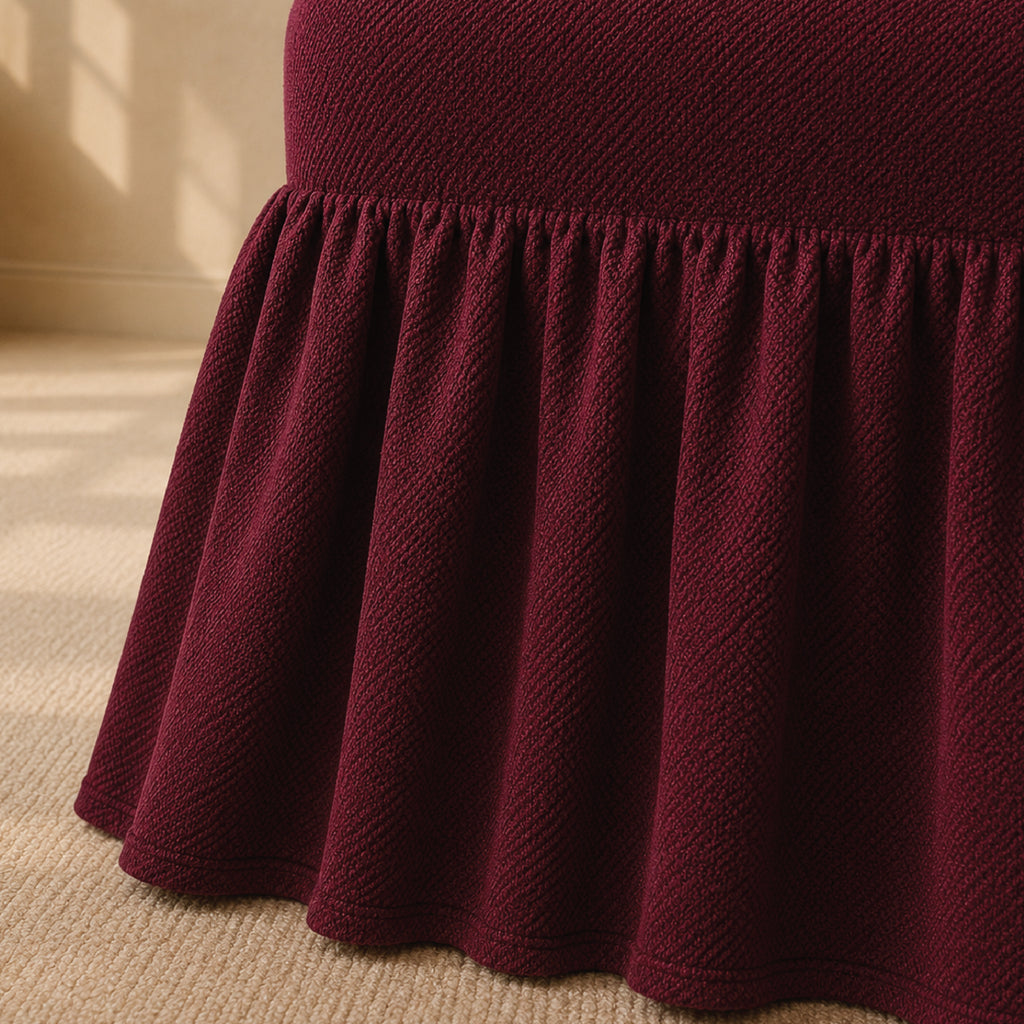 Mesh Turkish Frilled Chair Cover Sets - Maroon