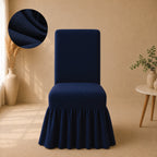 Mesh Turkish Frilled Chair Cover Sets - Blue