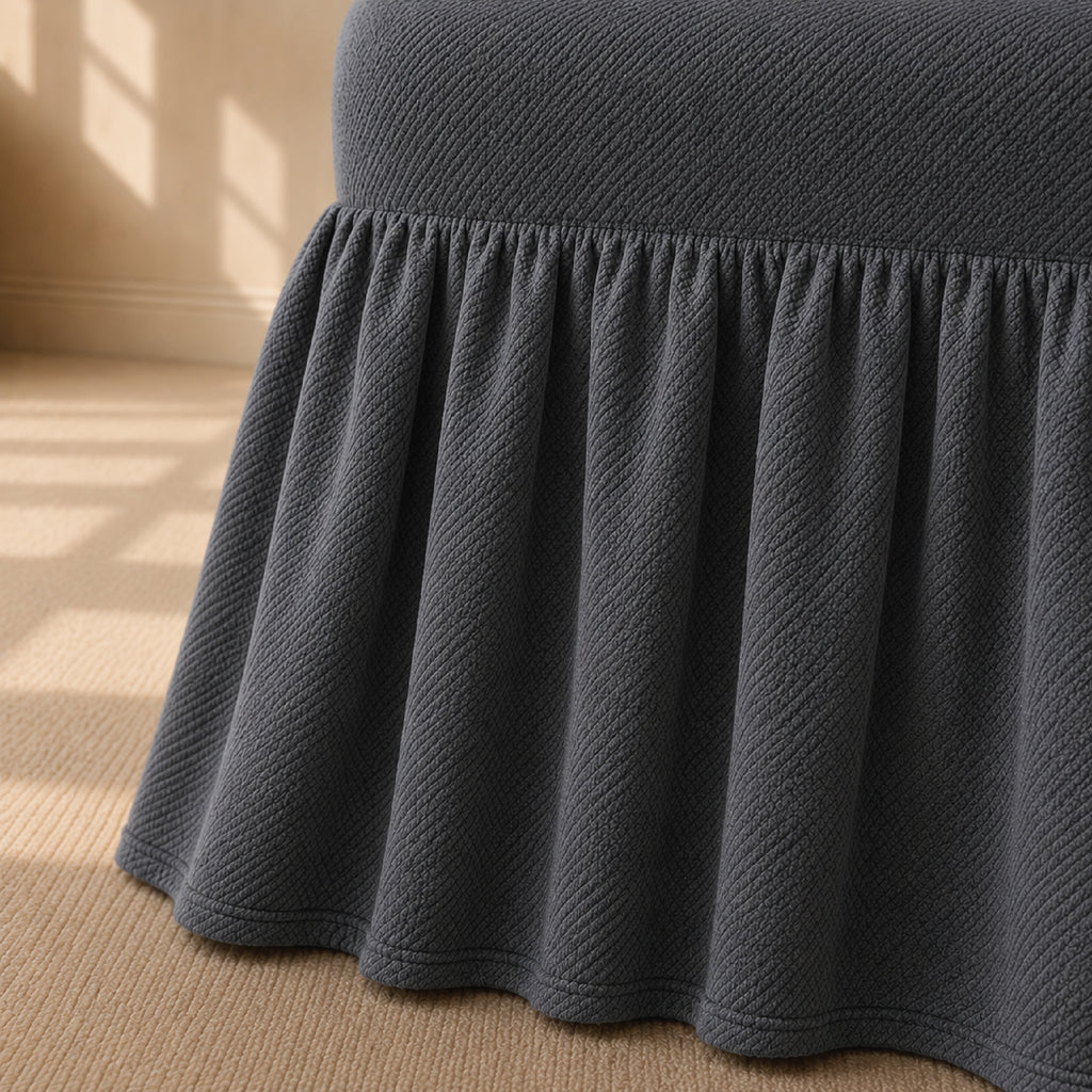 Mesh Turkish Frilled Chair Cover Sets - Grey