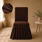 Mesh Turkish Frilled Chair Cover Sets - Brown