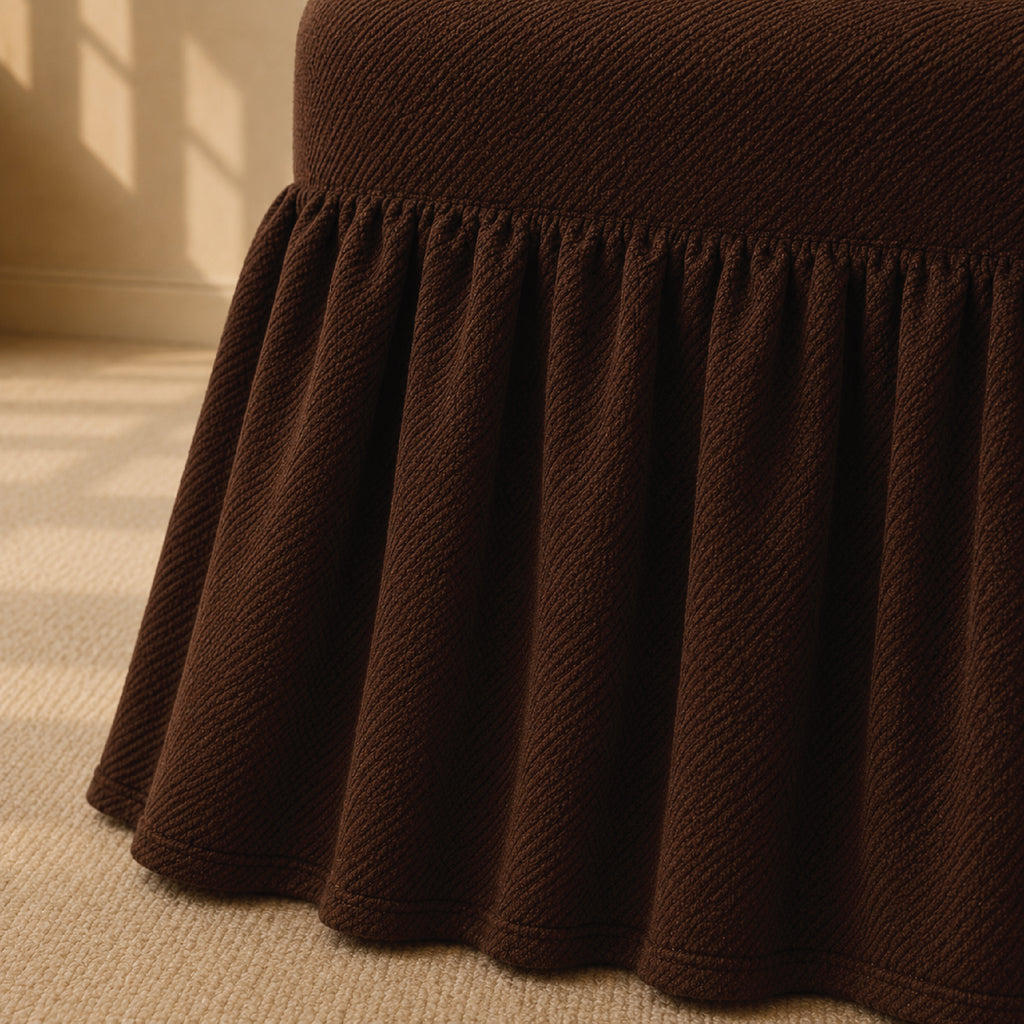 Mesh Turkish Frilled Chair Cover Sets - Brown
