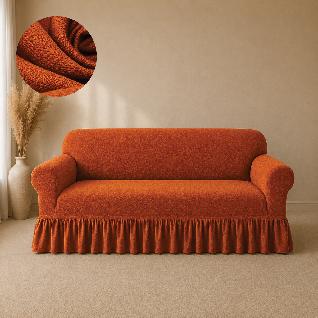Mesh Turkish Frilled Sofa Covers - Copper