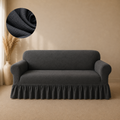 Mesh Turkish Frilled Sofa Covers - Grey