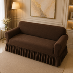 Mesh Turkish Frilled Sofa Covers - Brown