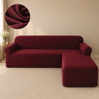 Mesh Turkish L Shape Fitted Sofa Covers - Maroon