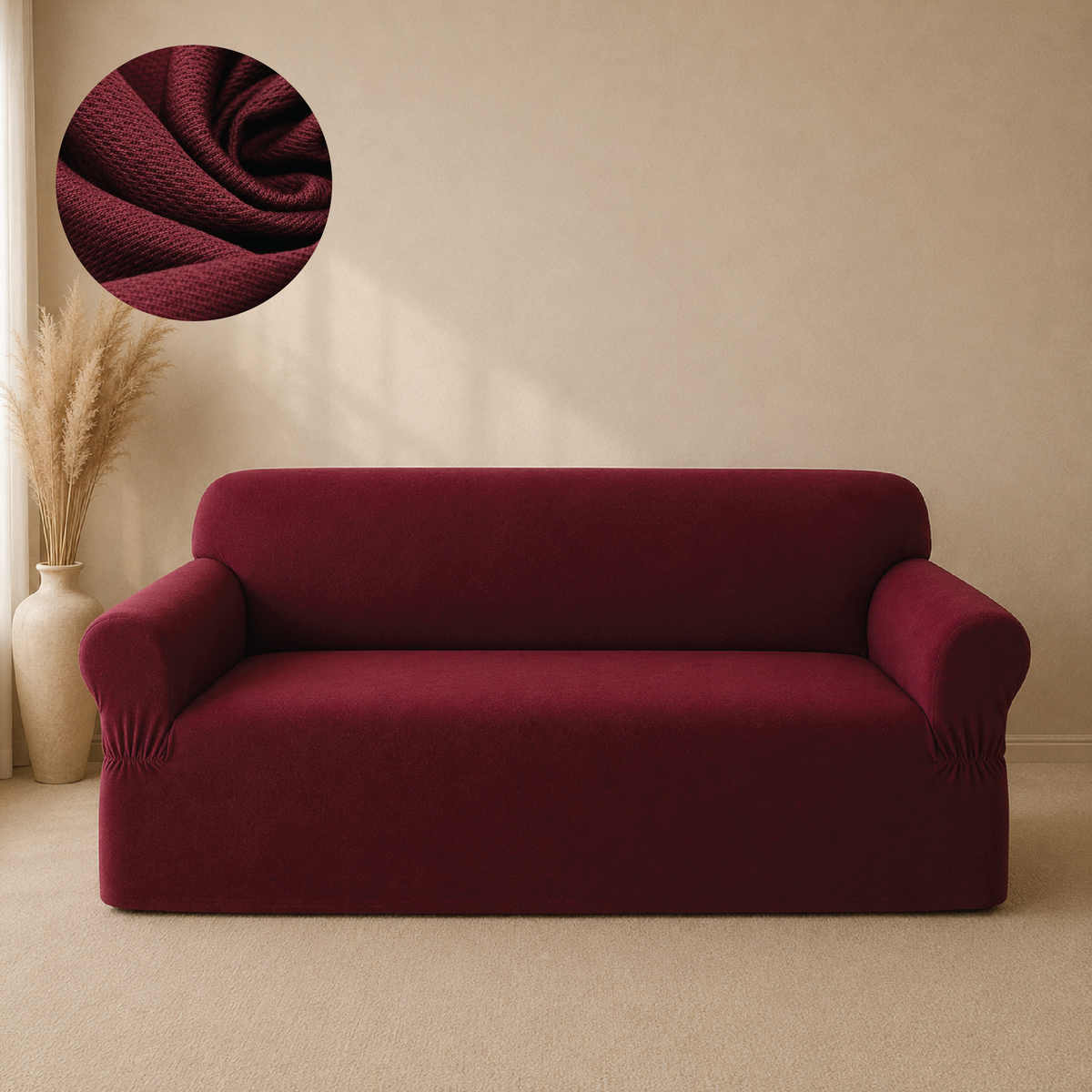 Mesh Turkish Fitted Sofa Covers - Maroon