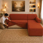 Mesh Turkish L Shape Fitted Sofa Covers - Copper
