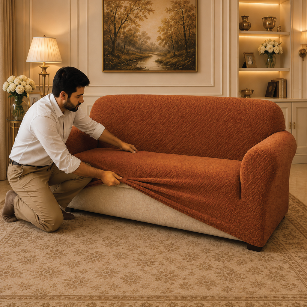 Mesh Turkish Fitted Sofa Covers - Copper