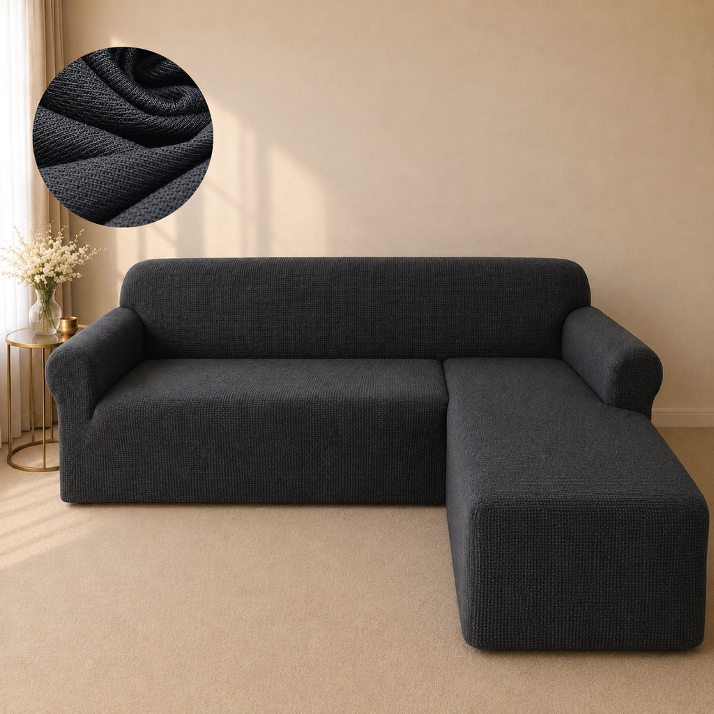 Mesh Turkish L Shape Fitted Sofa Covers - Grey