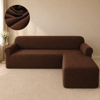 Mesh Turkish L Shape Fitted Sofa Covers - Brown