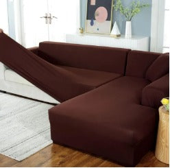 L Shape Sofa Cover - Dark Brown