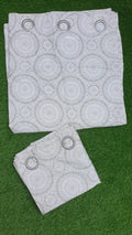 Set of 2 Printed Beige Window Curtain Panels