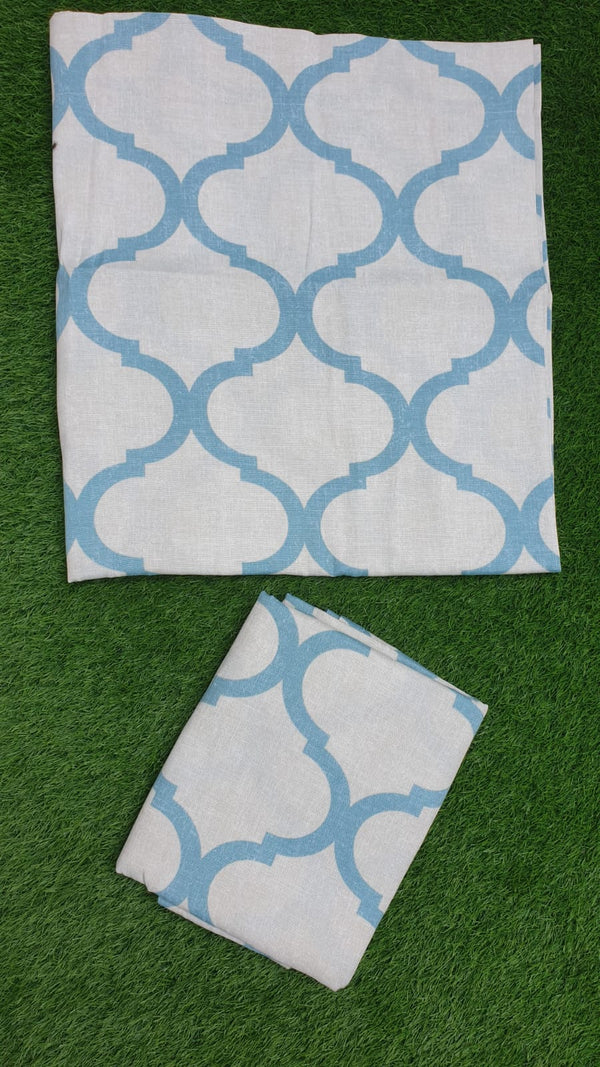 Set Of 2 Printed L Blue Window Curtains Panels