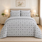 Ivory Vintage Rosebud  Cotton Printed Bed Sheet Set