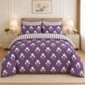 Navy Blue Abstract Palm Frond Cotton Printed Bed Sheet Set
