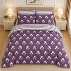 Navy Blue Abstract Palm Frond Cotton Printed Bed Sheet Set