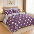 Navy Blue Abstract Palm Frond Cotton Printed Bed Sheet Set