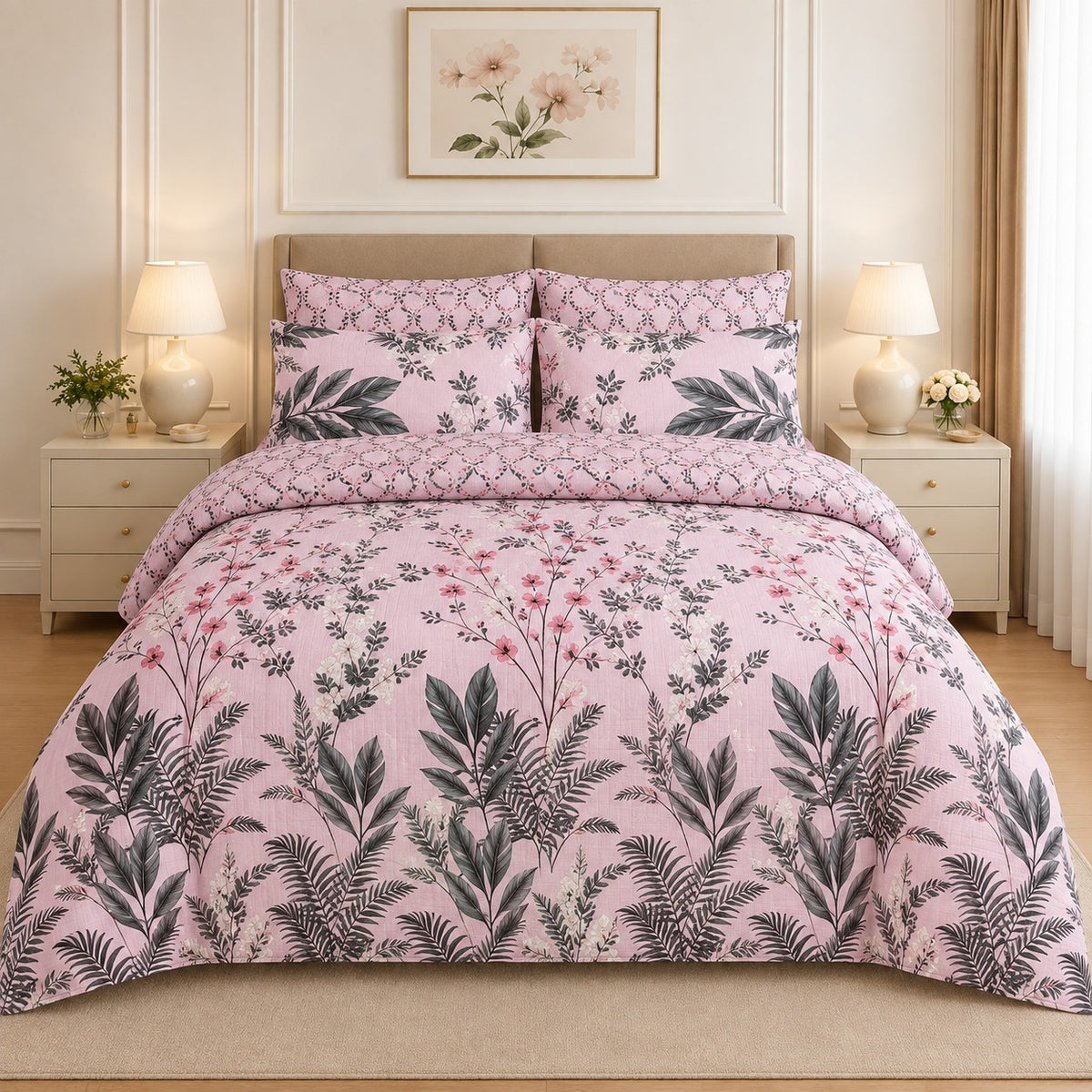Tiny Meadow Floral Cotton Printed Bed Sheet Set