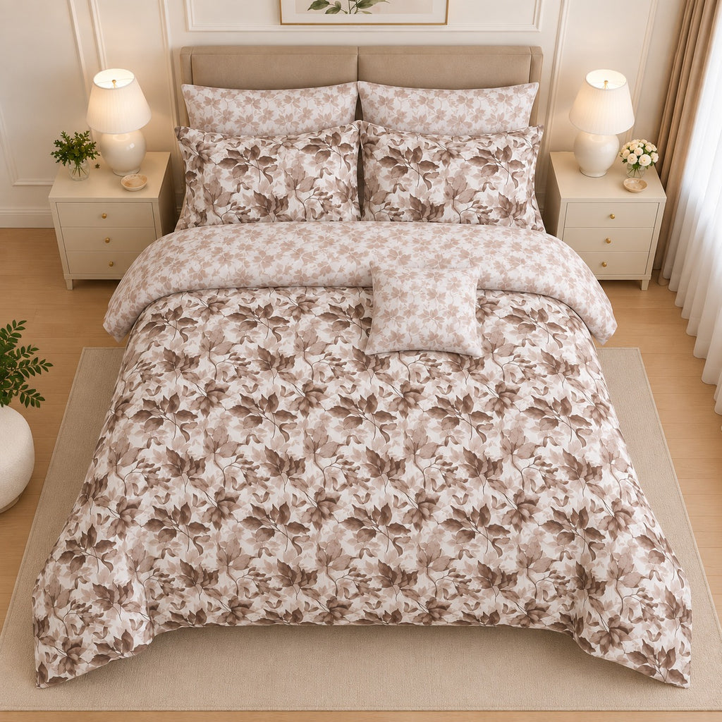 Damask Motif Cotton Printed Bed Sheet Set
