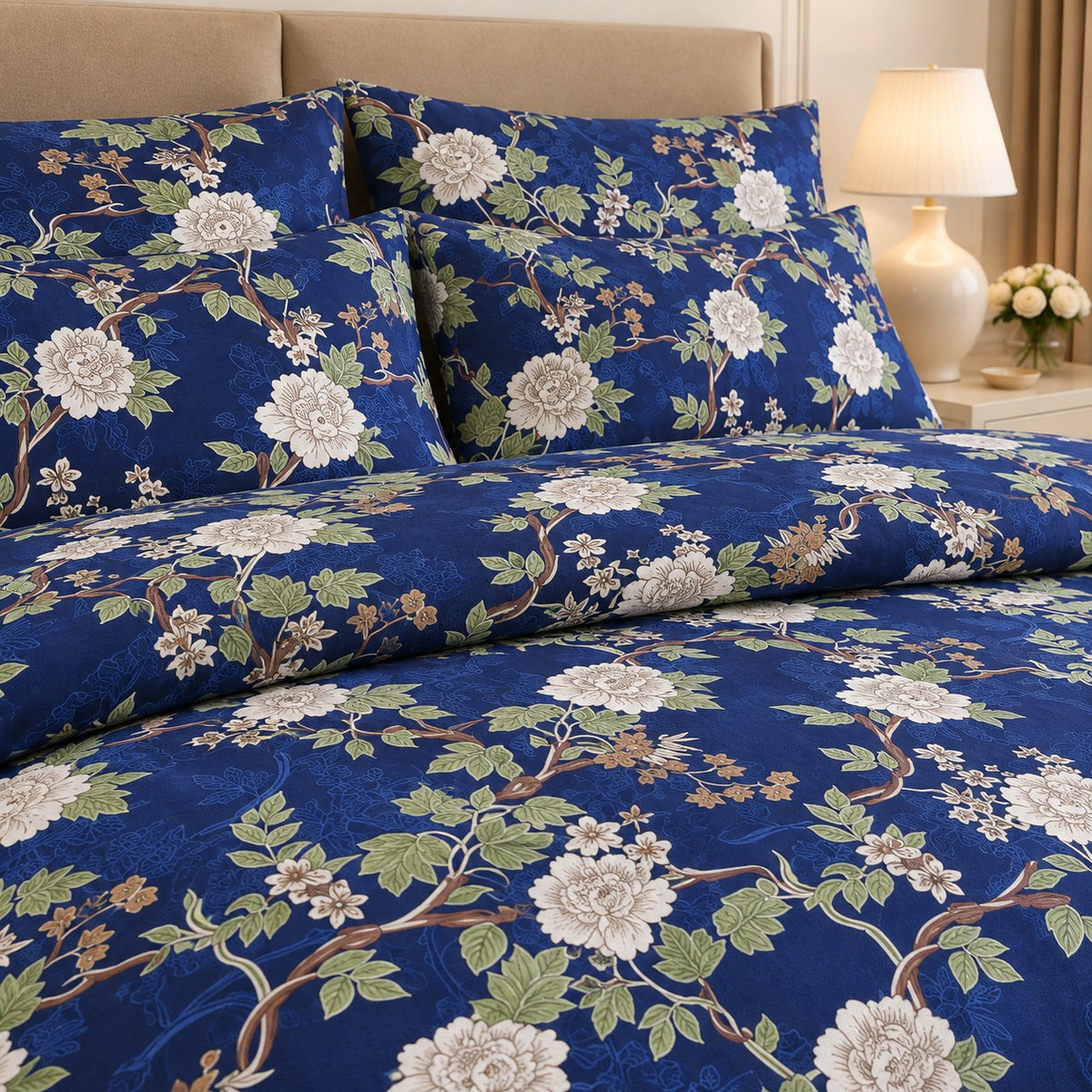 Mustard Yellow & Ochre Geometric Cotton Printed Bed Sheet Set