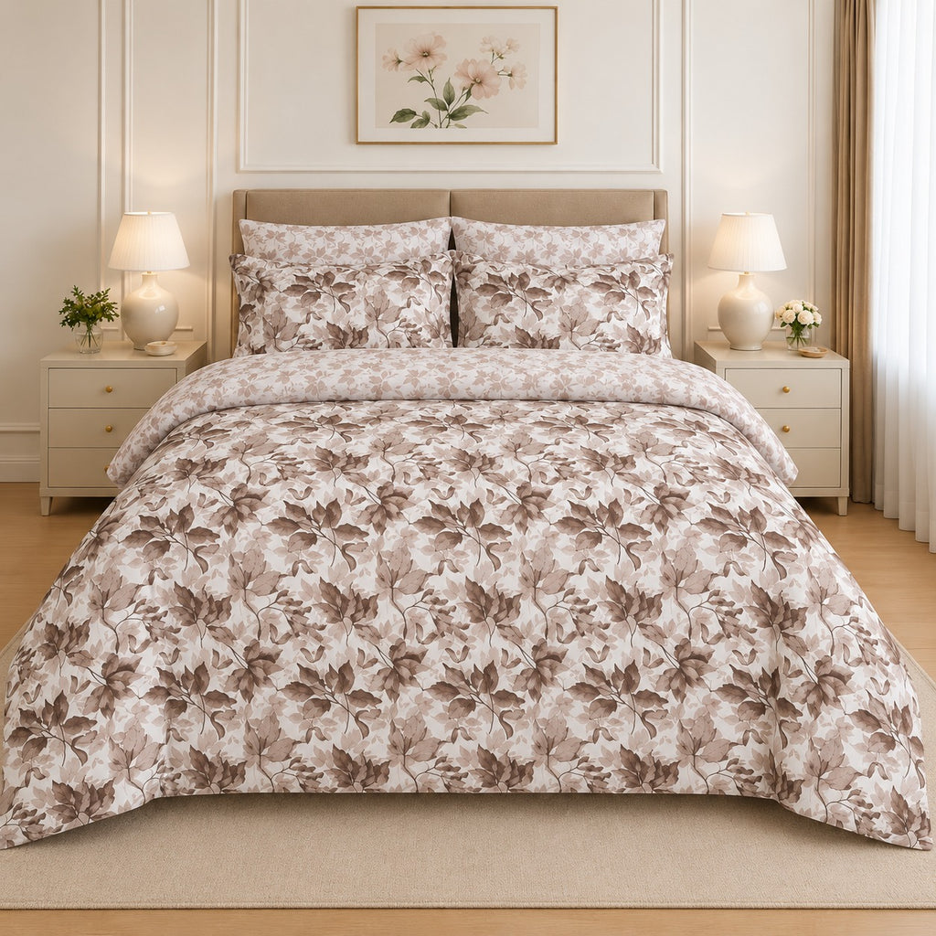Damask Motif Cotton Printed Bed Sheet Set