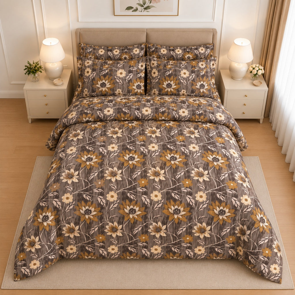 Block Print Silhouette Tree Cotton Printed Bed Sheet Set