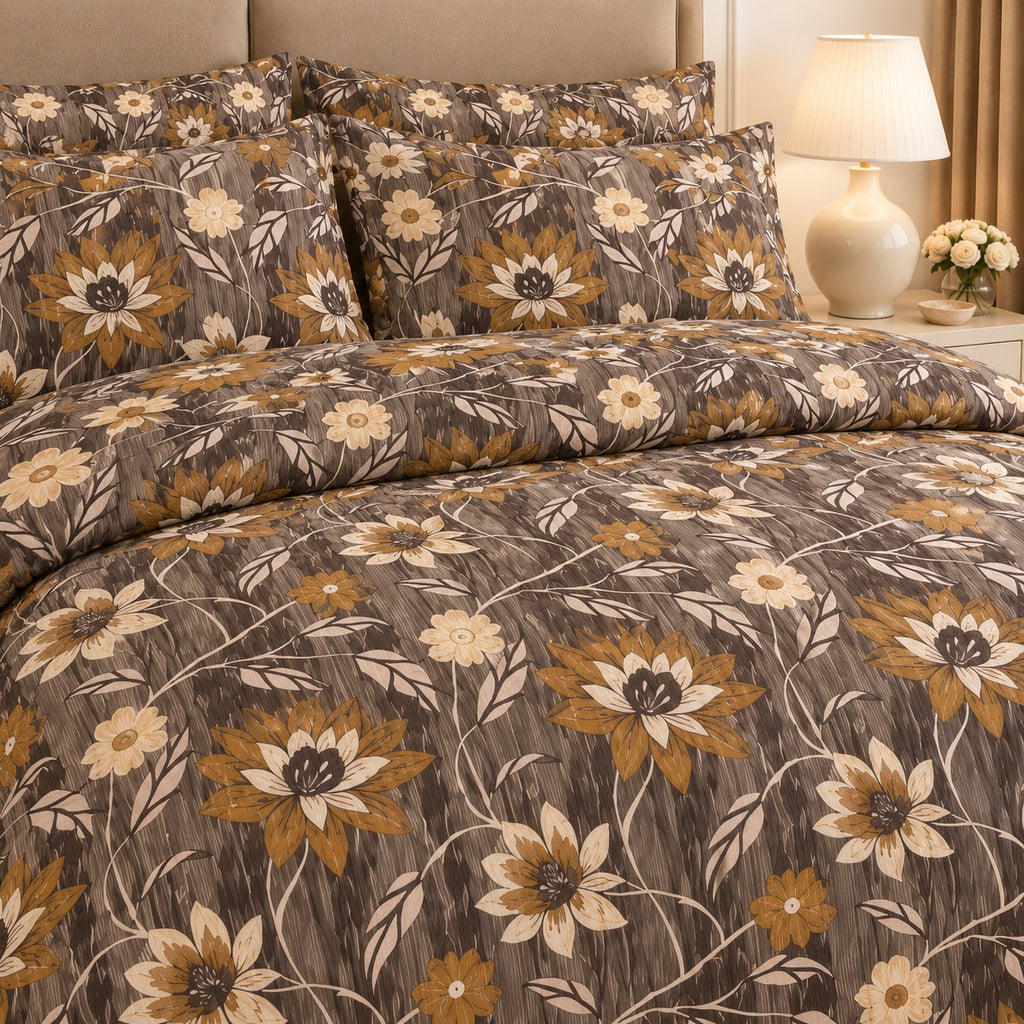 Block Print Silhouette Tree Cotton Printed Bed Sheet Set