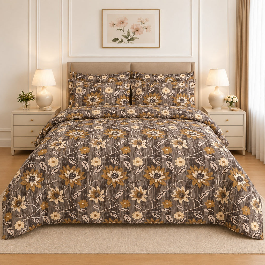 Block Print Silhouette Tree Cotton Printed Bed Sheet Set
