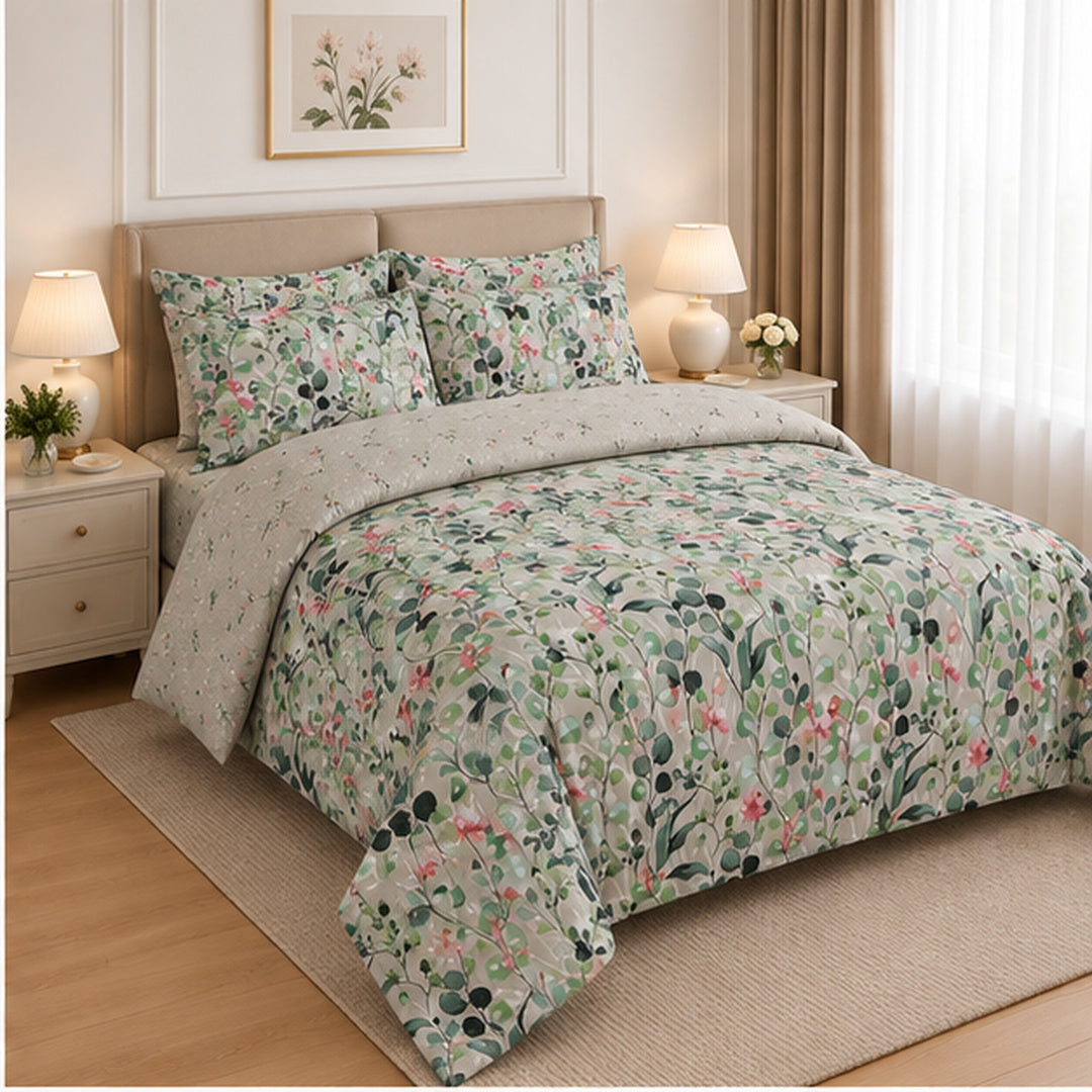 Muted Chevron & Mosaic Cotton Printed Bed Sheet Set