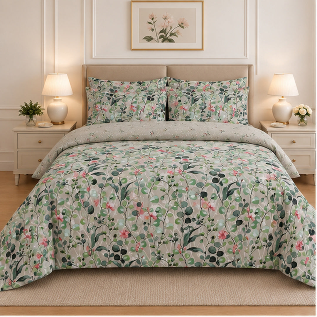 Muted Chevron & Mosaic Cotton Printed Bed Sheet Set
