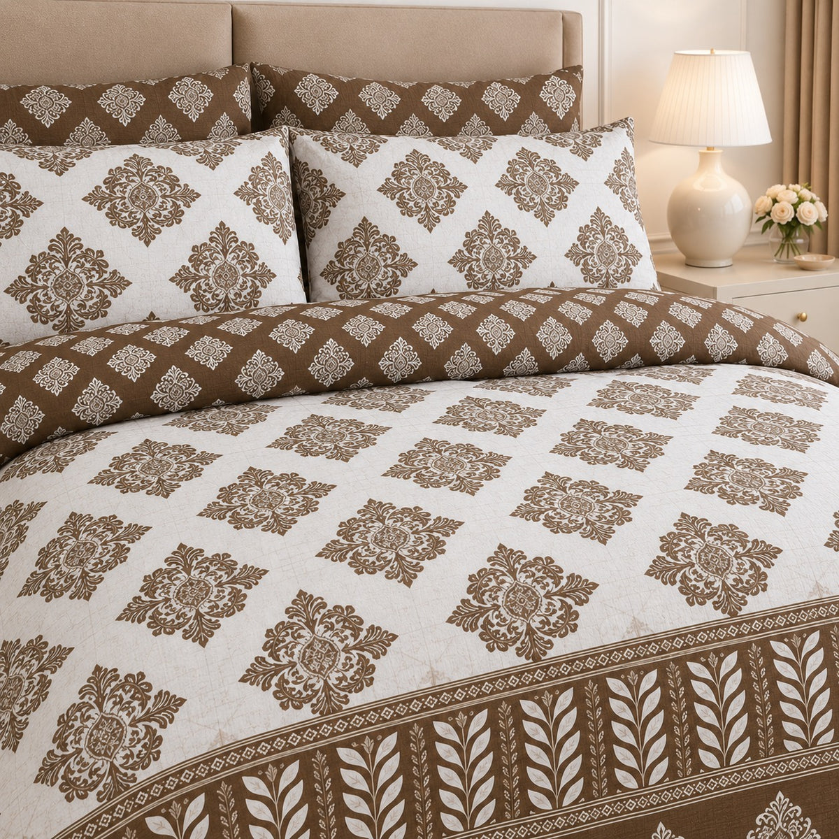Midnight Bouquet Cotton Printed Bed Sheet Set