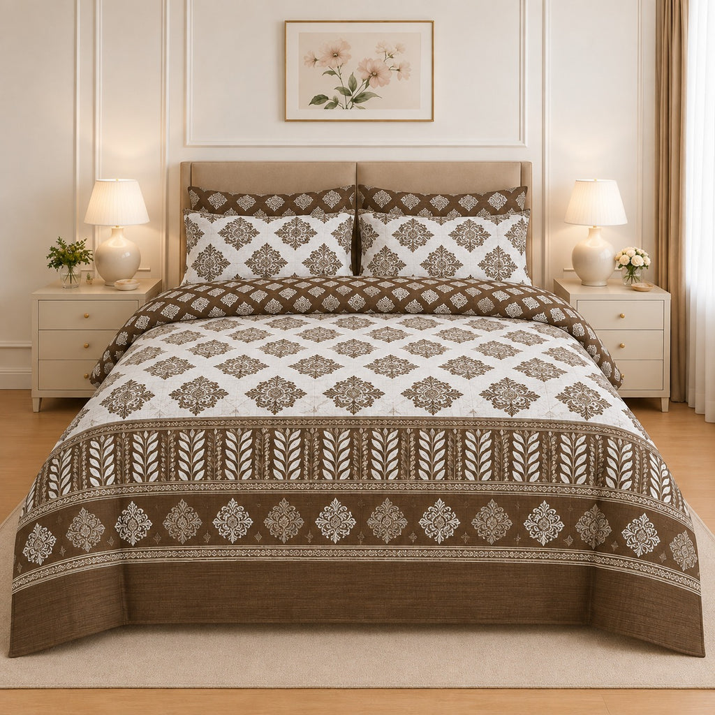 Midnight Bouquet Cotton Printed Bed Sheet Set