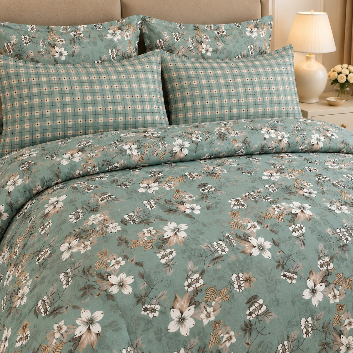 Midnight Foliage  Cotton Printed Bed Sheet Set